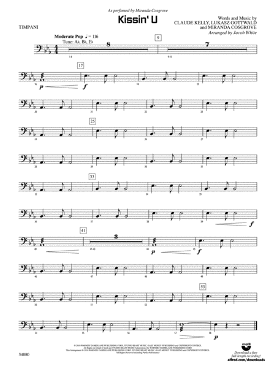 Kissin' U: Timpani Concert Band scores gallery preview page 1