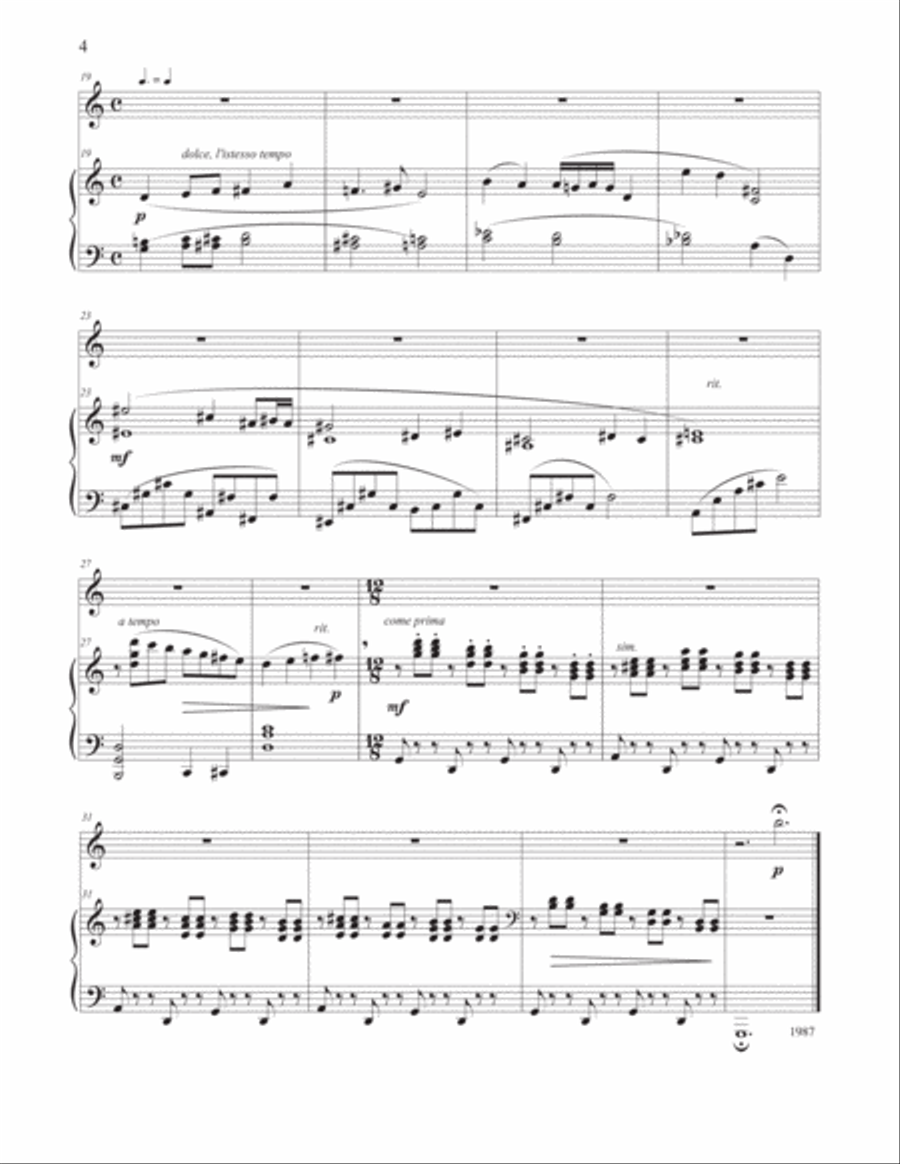 One-Note Concerto (piano duet, three hands) Piano scores gallery preview page 4