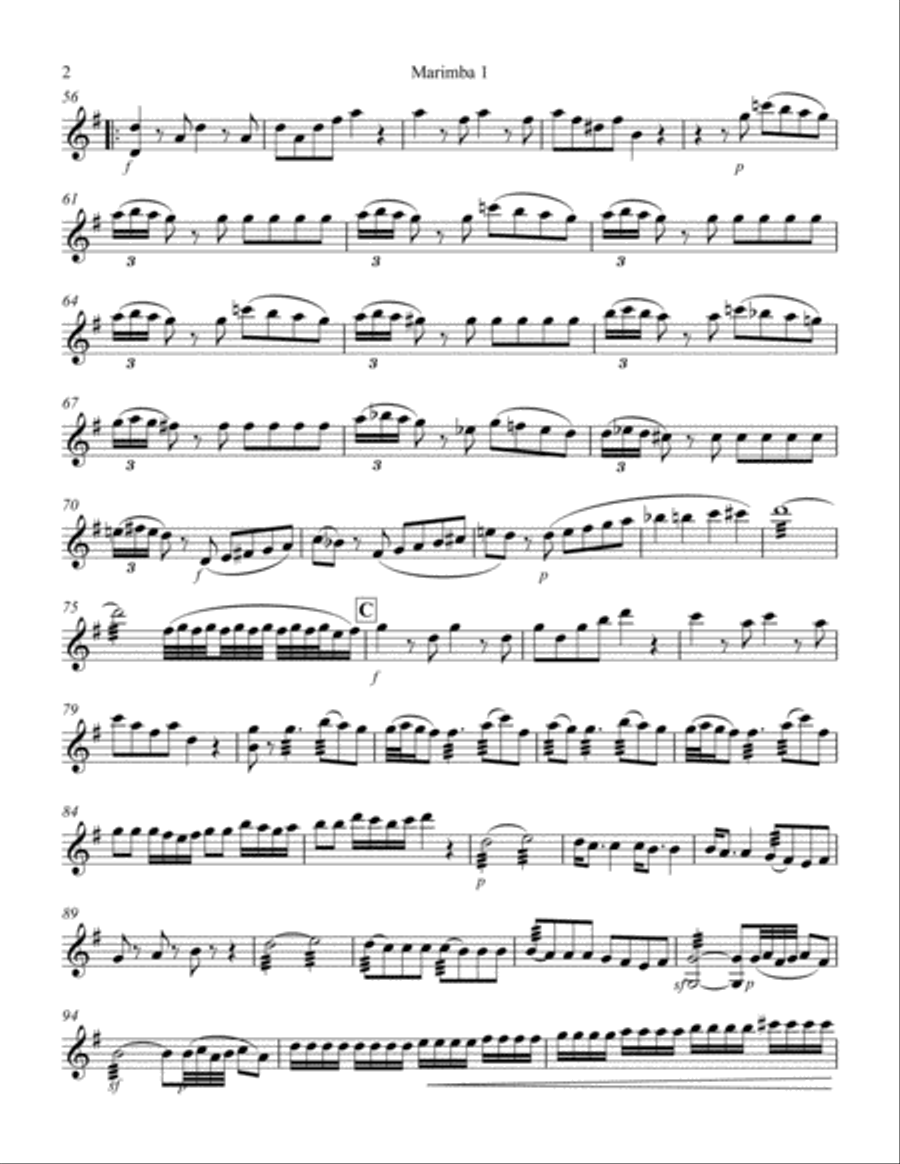 Allegro from Eine Kleine Nachtmusik for Marimba Quartet Percussion Ensemble scores gallery preview page 3