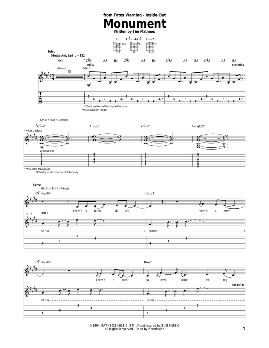 Monument Acoustic Guitar scores gallery preview page 1