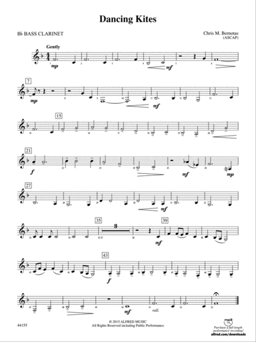 Dancing Kites: B-flat Bass Clarinet Concert Band scores gallery preview page 1