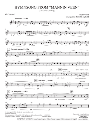 Hymnsong from "Mannin Veen" (arr. Robert Longfield) - Bb Clarinet 2