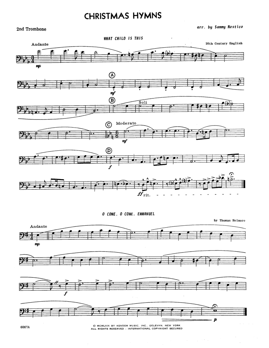 Christmas Hymns - 2nd Trombone