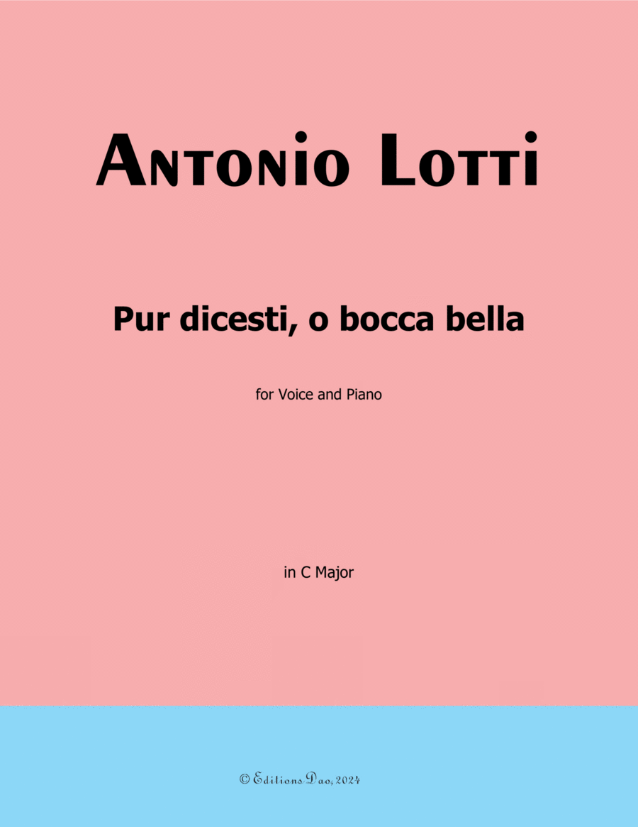 Pur dicesti,o bocca bella, by Antonio Lotti, in C Major Voice scores gallery preview page 1