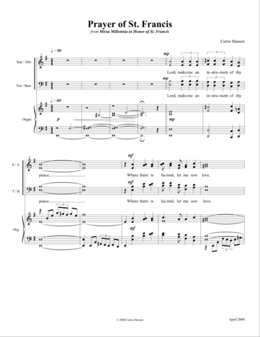 Prayer of St. Francis (SATB) 4-Part scores gallery preview page 1