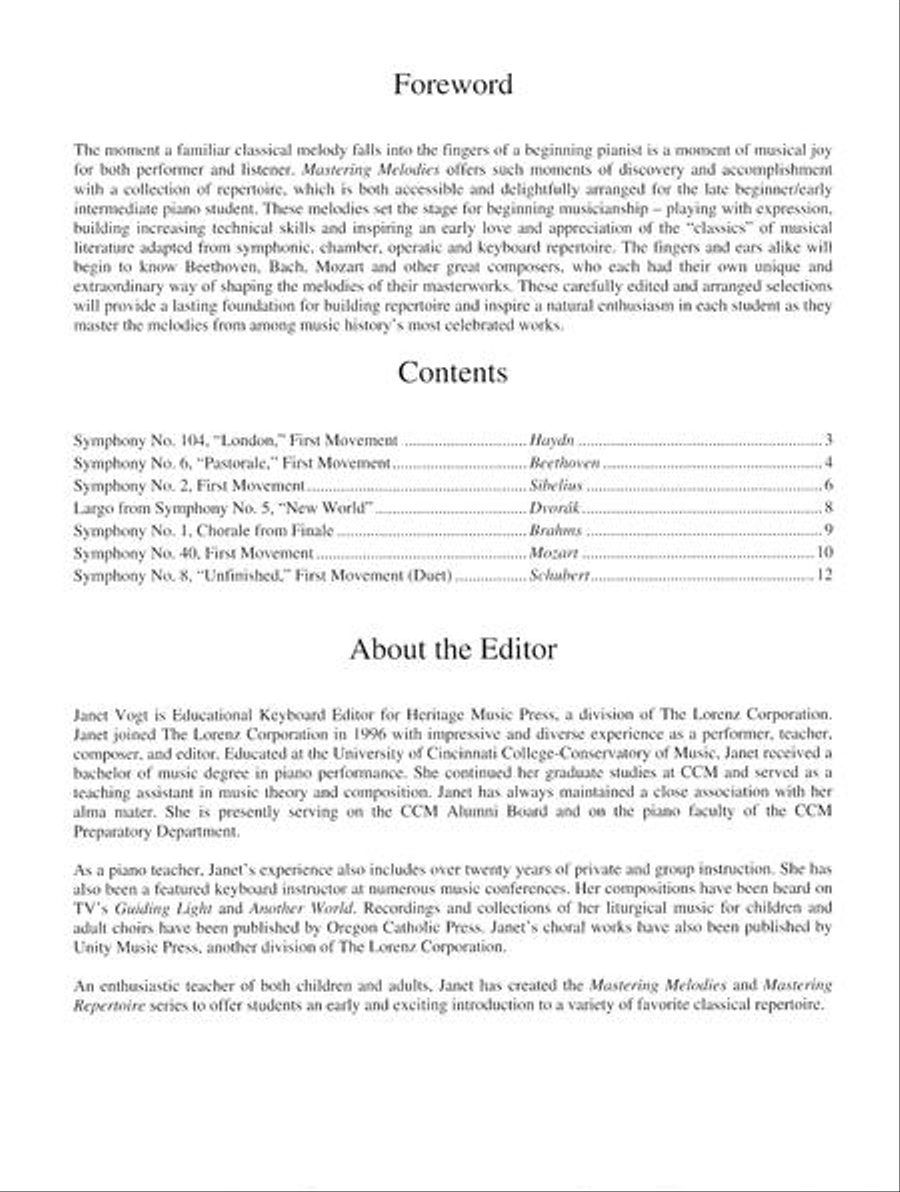 Mastering Melodies: Favorite Symphonies Piano Solo scores gallery preview page 2