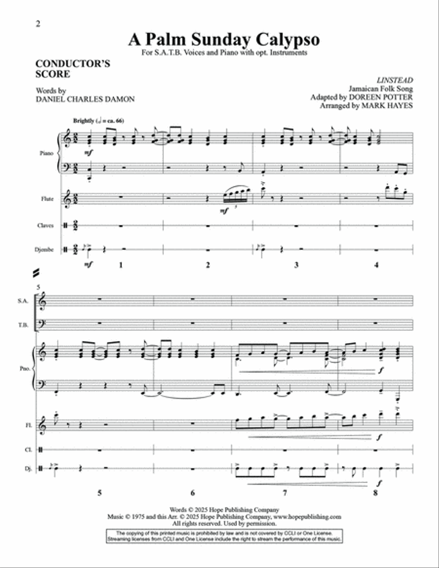 A Palm Sunday Calypso Piano Accompaniment scores gallery preview page 2