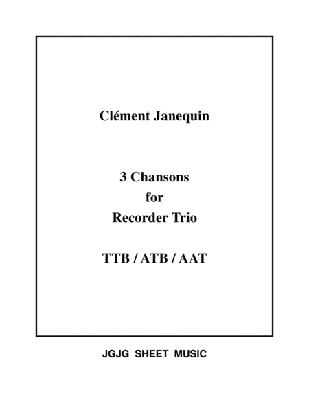 Three Renaissance Chansons for Recorder Trio image number null