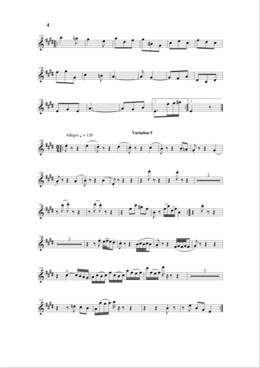 Johann Sebastian Bach/Wehage Goldberg Variations, BWV 988, arranged for SATB saxophone Quartet, bari Saxophone Quartet scores gallery preview page 4