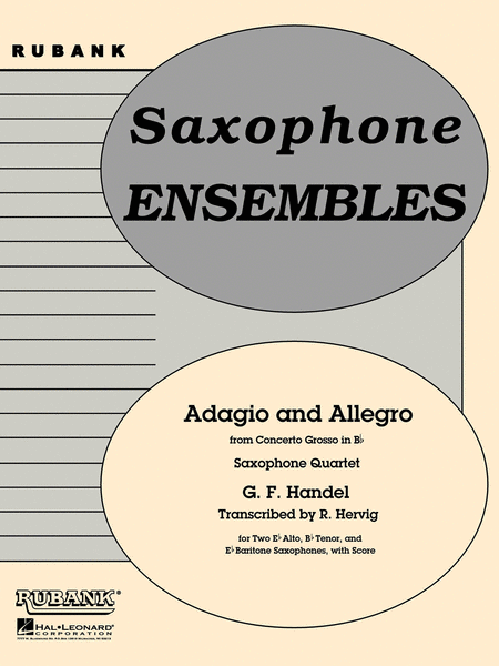 Adagio and Allegro from Concerto Grosso in B Flat - Saxophone Quartets With Score
