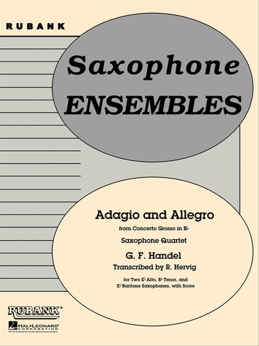 Adagio and Allegro (from Concerto Grosso in B Flat) Saxophone Quartet scores gallery preview page 1