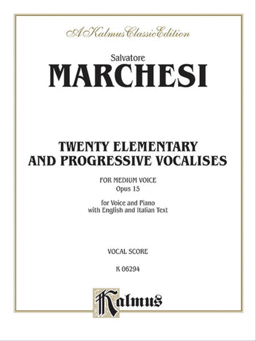 Twenty Elementary and Progressive Vocalises, Op. 15 Voice scores gallery preview page 1