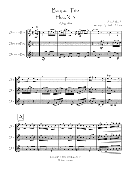 Baryton Trio, Hob XI:3 for Clarinet Trio image number null