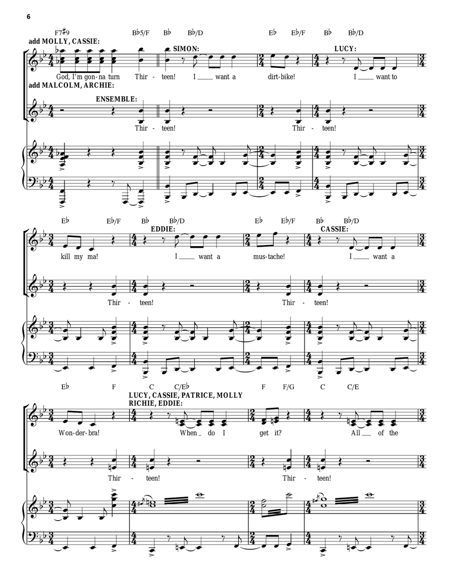 Thirteen / Becoming A Man (from 13: The Musical) Piano, Vocal scores gallery preview page 6