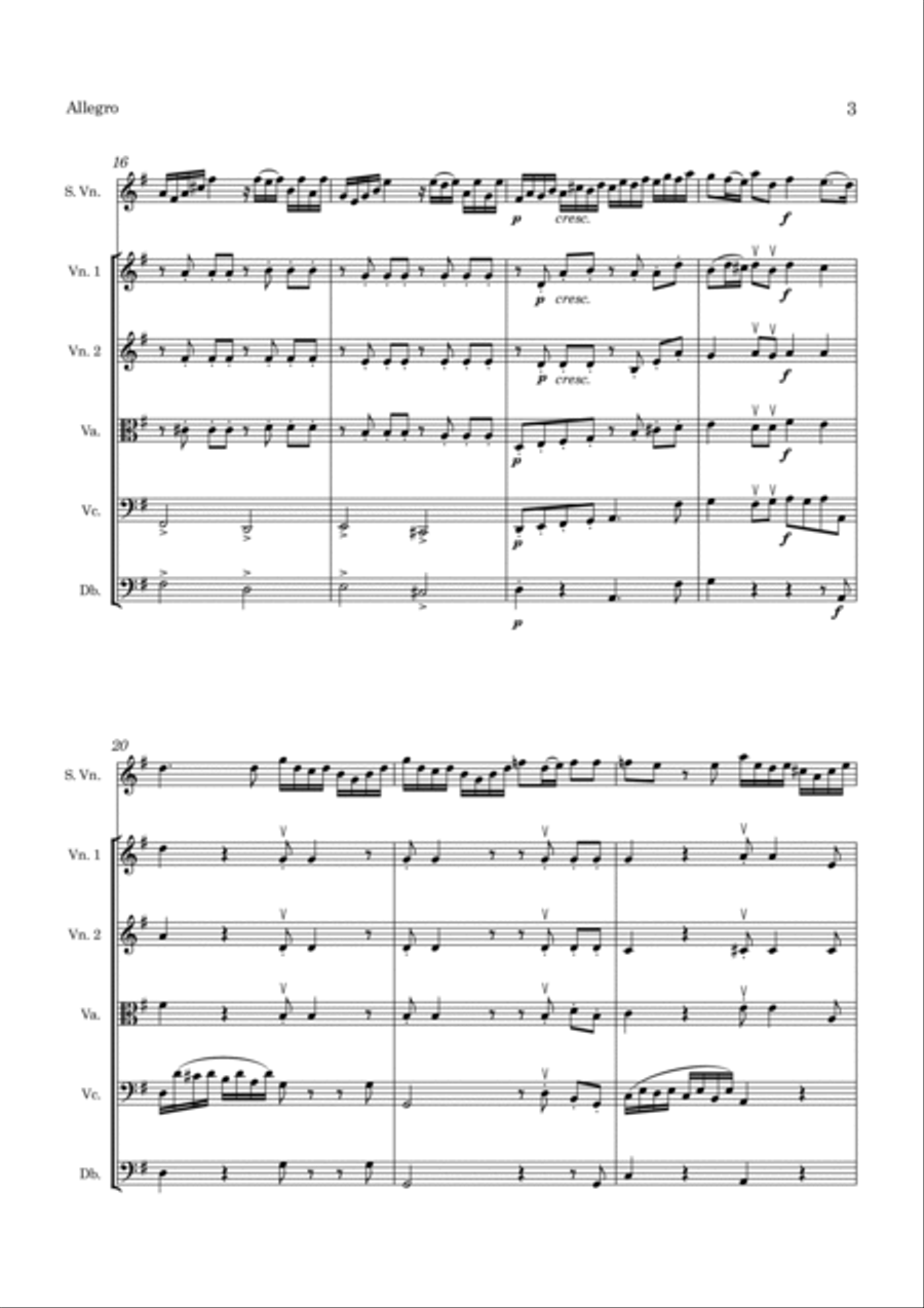 Fiocco Allegro for Violin and String Orchestra String Orchestra scores gallery preview page 5