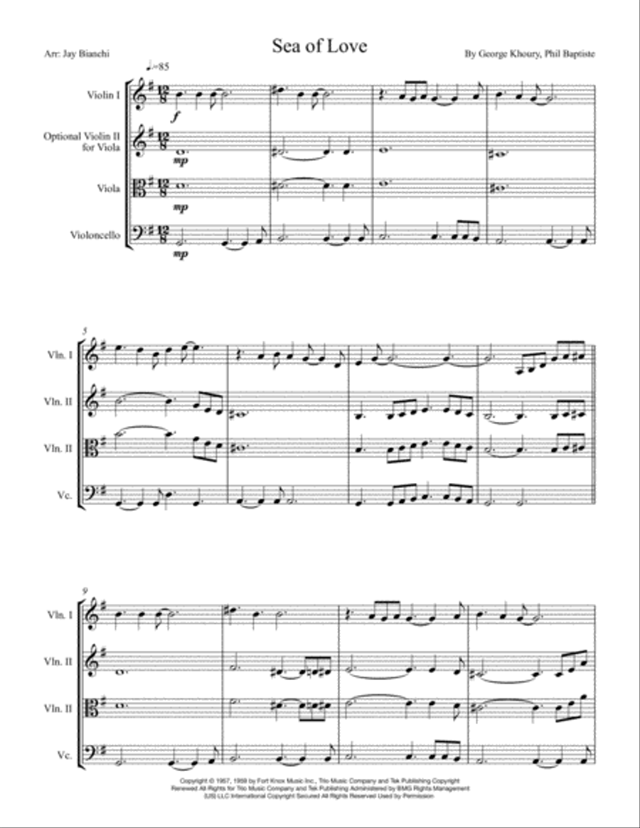 Sea Of Love String Trio scores gallery preview page 1