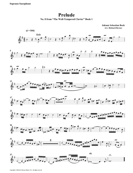 Prelude 08 from Well-Tempered Clavier, Book 1 (Saxophone Quintet) image number null