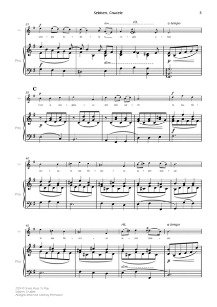 Sebben, Crudele - Voice and Piano - E minor (Full Score and Parts) image number null