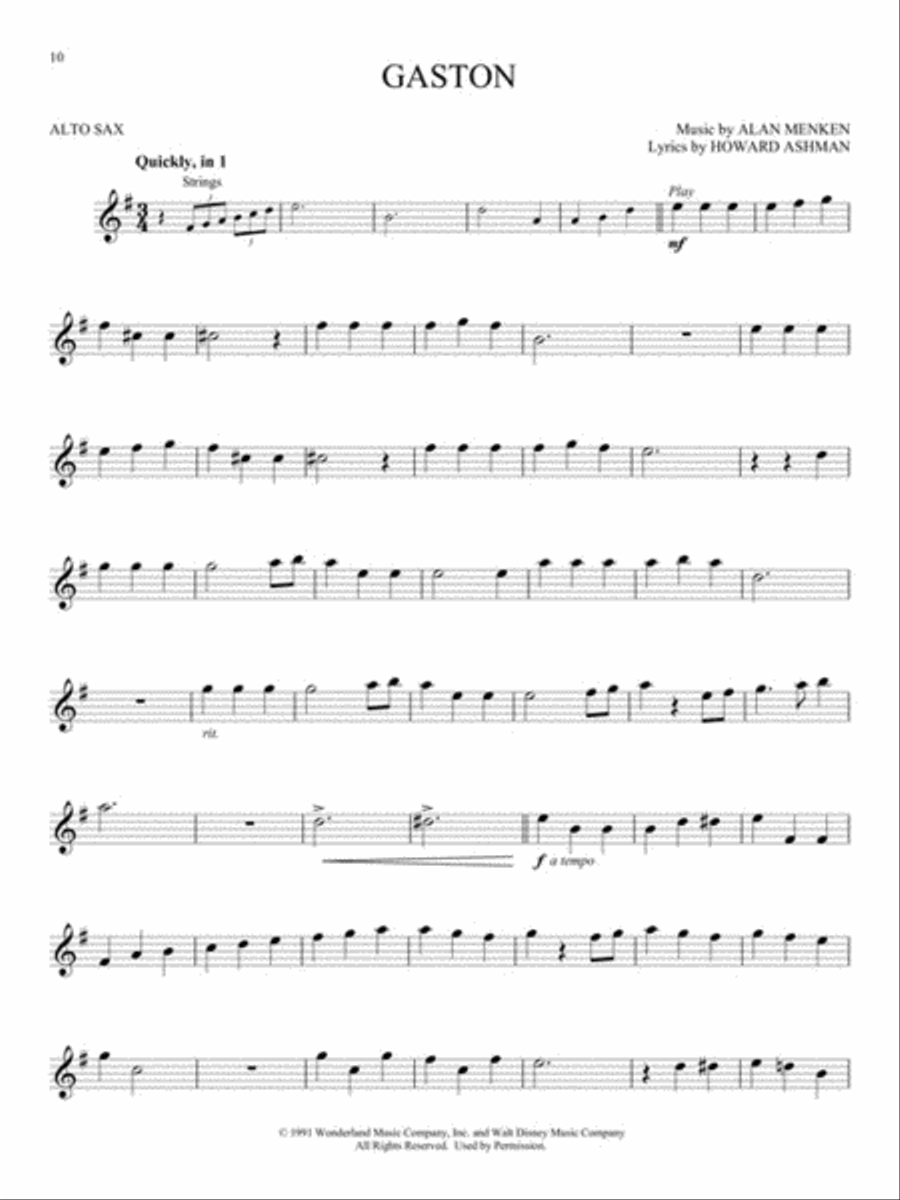 Beauty and the Beast Beauty and the Beast Alto Saxophone scores gallery preview page 3