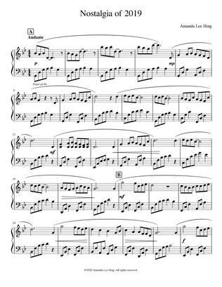 Nostalgia of 2019 for solo piano (composed by Amanda Lee Hing)