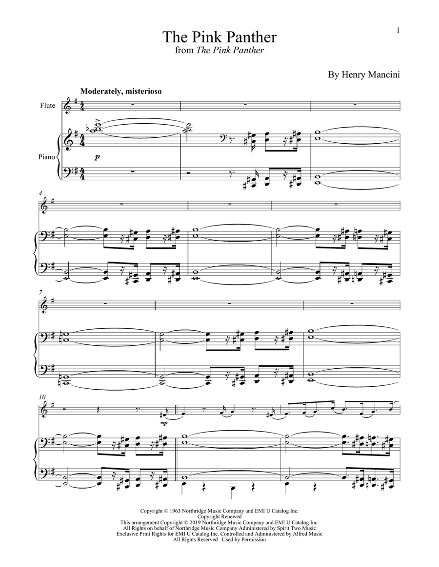 The Pink Panther Flute Solo scores gallery preview page 1