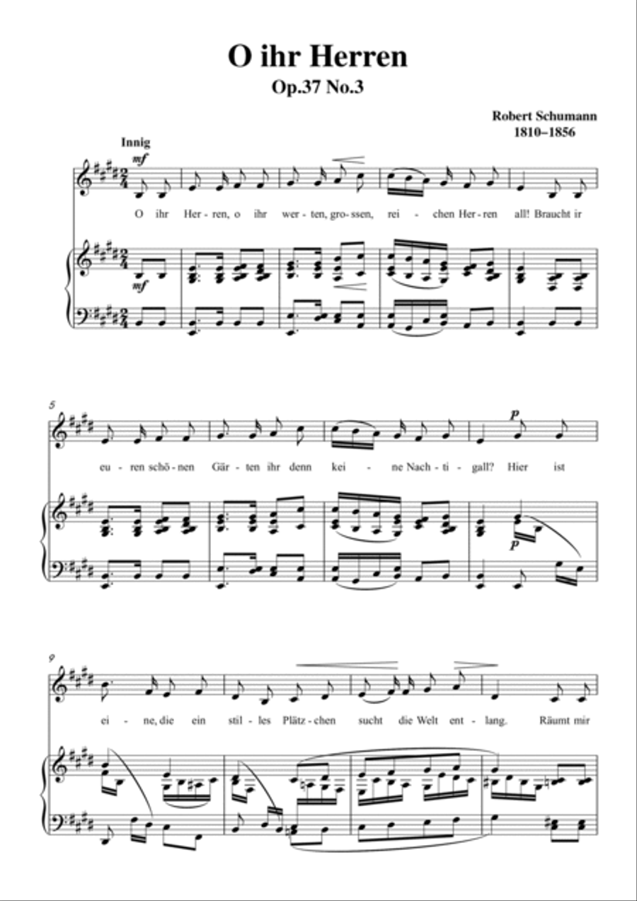 Schumann-O ihr Herren in E Major for Voice and Piano Voice Solo scores gallery preview page 2