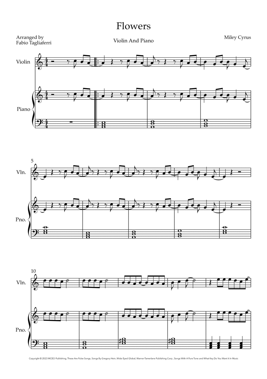 Flowers Violin Solo scores gallery preview page 1