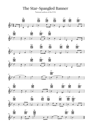 The Star Spangled Banner (National Anthem of the USA) - Guitar - B-flat Major