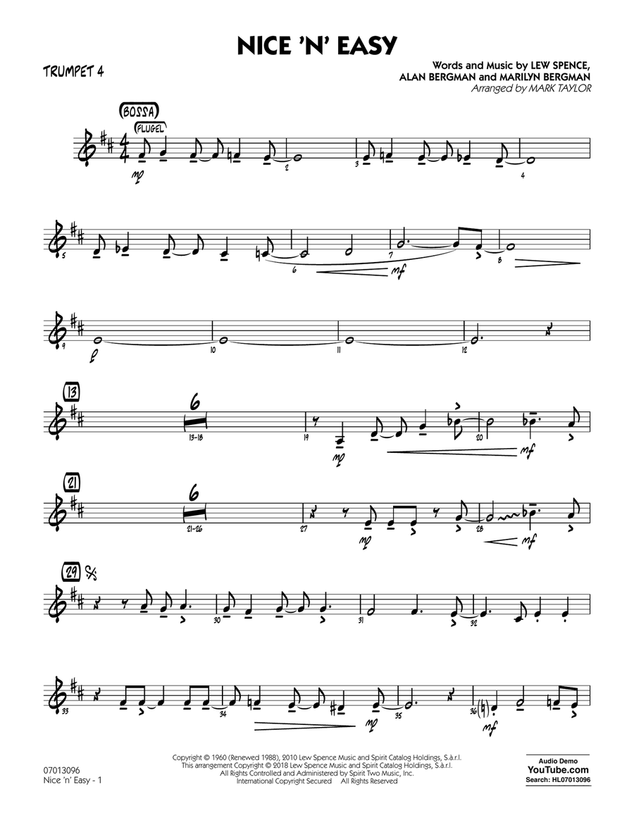 Nice 'n' Easy - Trumpet 4 Jazz Ensemble scores gallery preview page 1