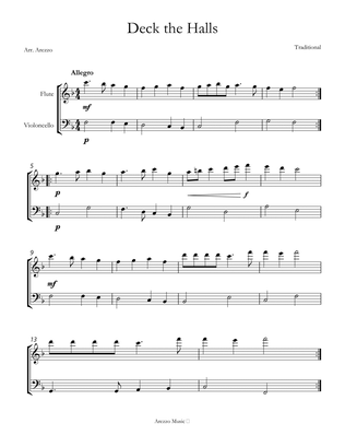 Book cover for deck the halls flute and cello sheet music