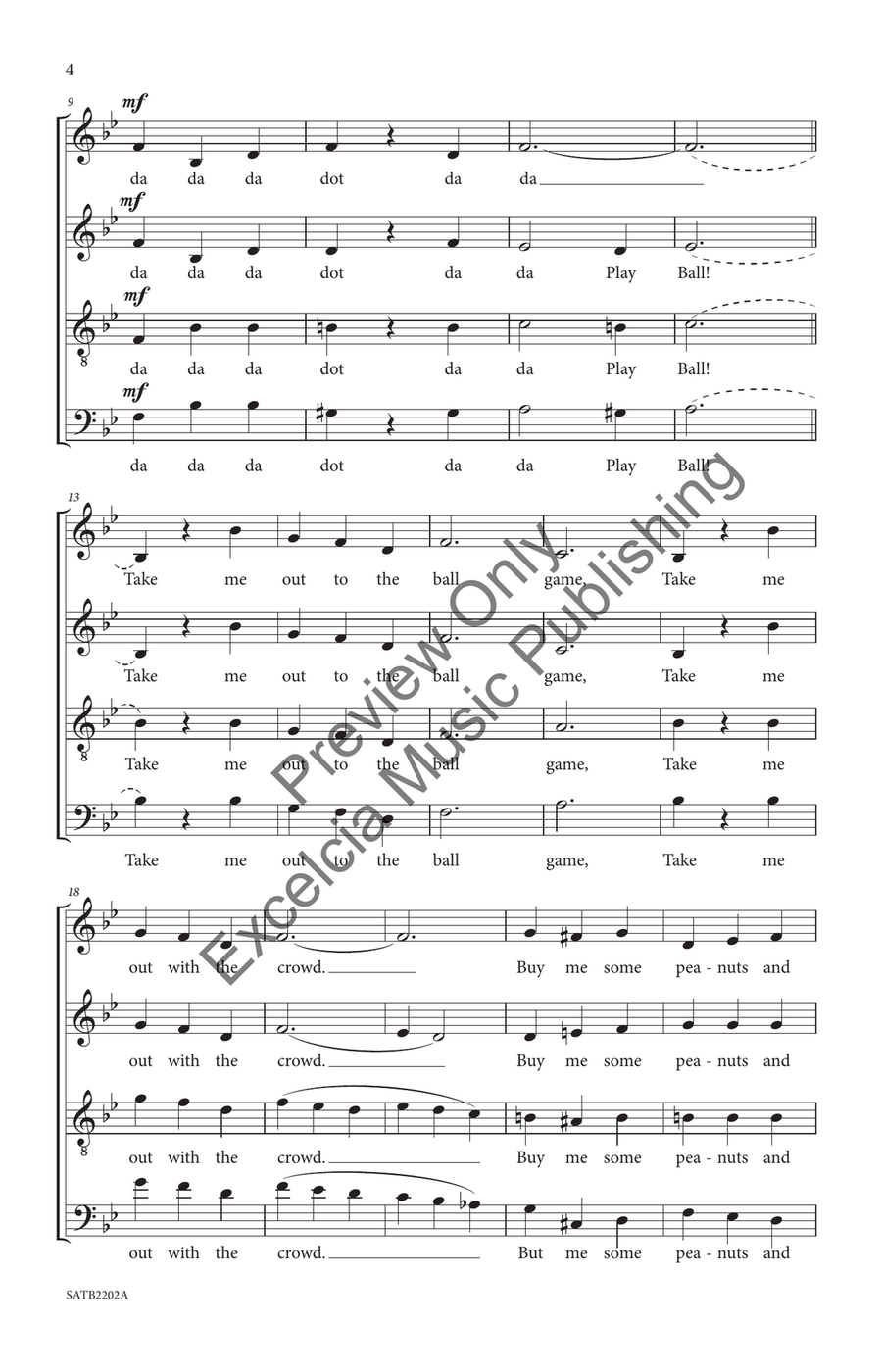 Take Me Out to the Ball Game 4-Part scores gallery preview page 5