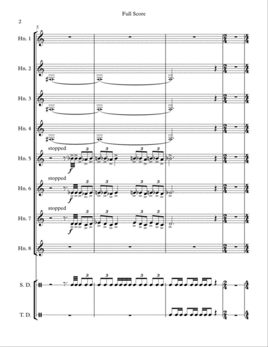 All The Heroes for Horn Octet and Percussion Chamber Orchestra scores gallery preview page 2