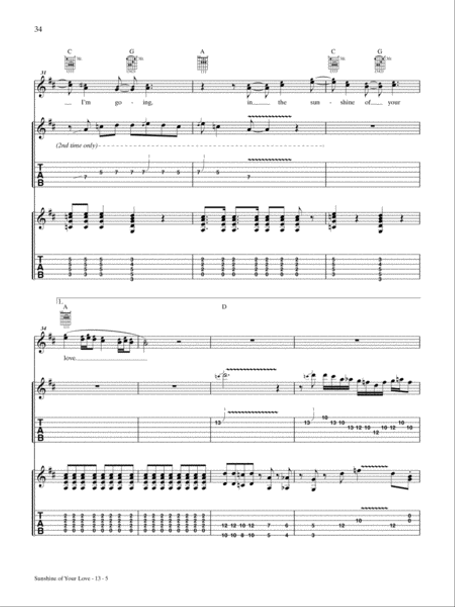 Sunshine of Your Love Guitar Tablature scores gallery preview page 5