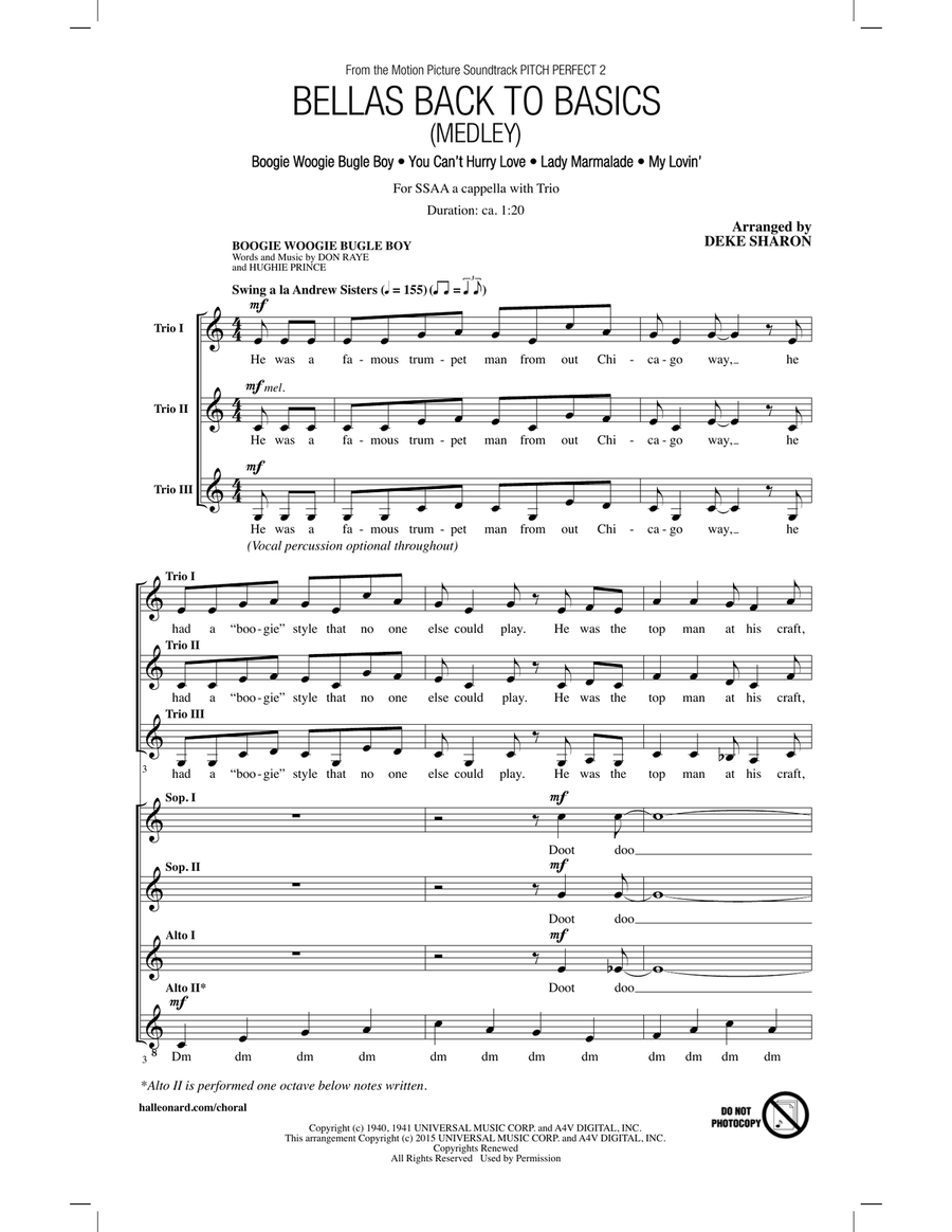 Bellas Back To Basics (Medley) SSAA scores gallery preview page 1