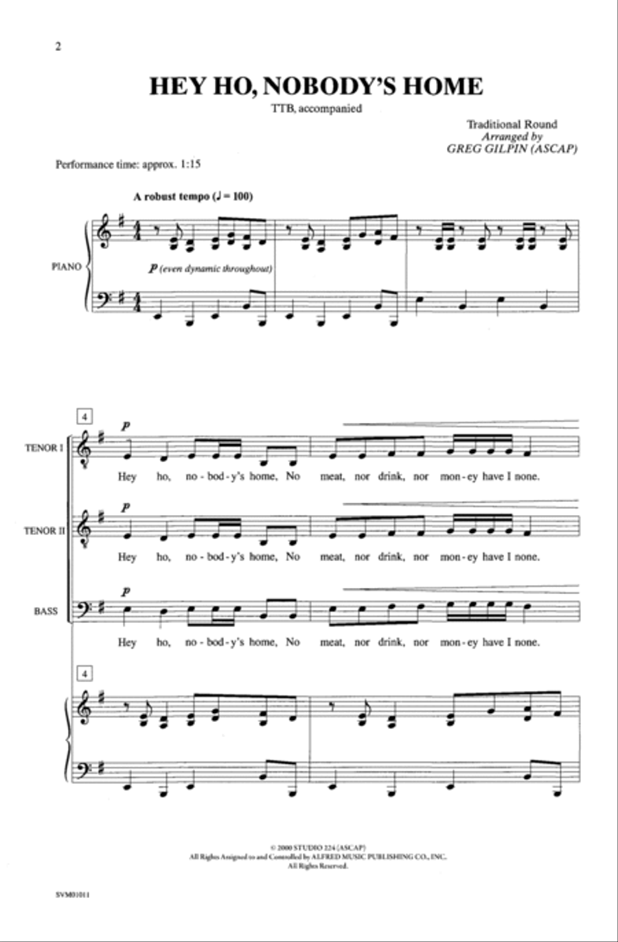 Hey Ho, Nobody's Home Hey Ho, Nobody's Home Men's Choir scores gallery preview page 9