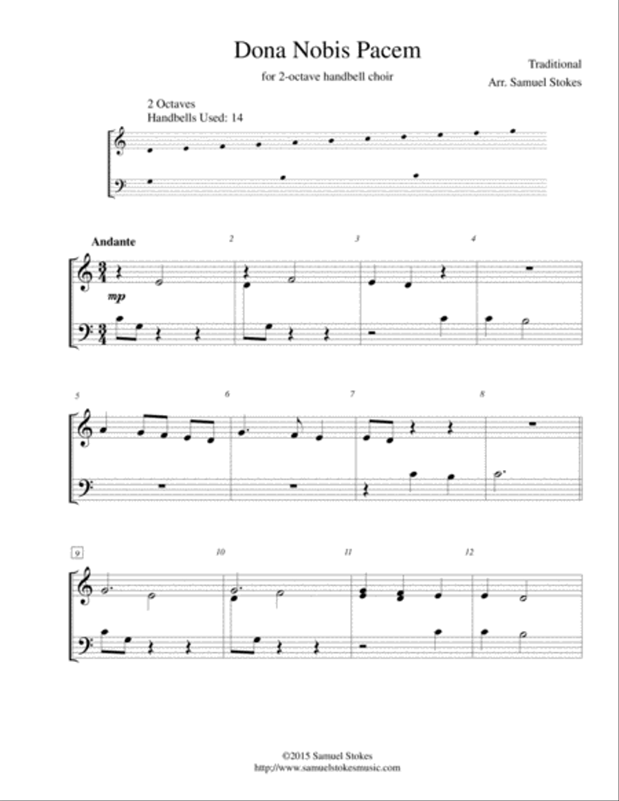Dona Nobis Pacem (Give Us Peace) - 2-octave handbell choir 2-Octaves scores gallery preview page 1