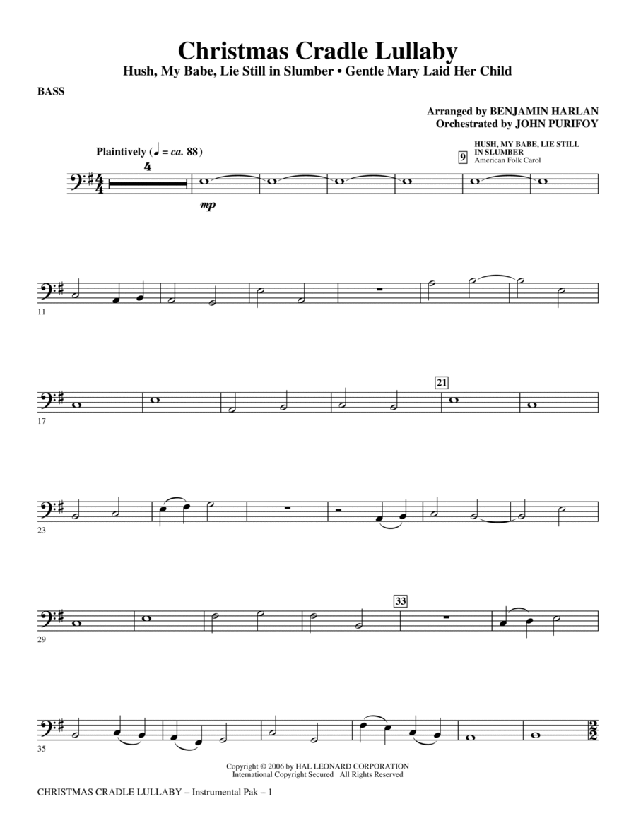 Christmas Cradle Lullaby - Bass