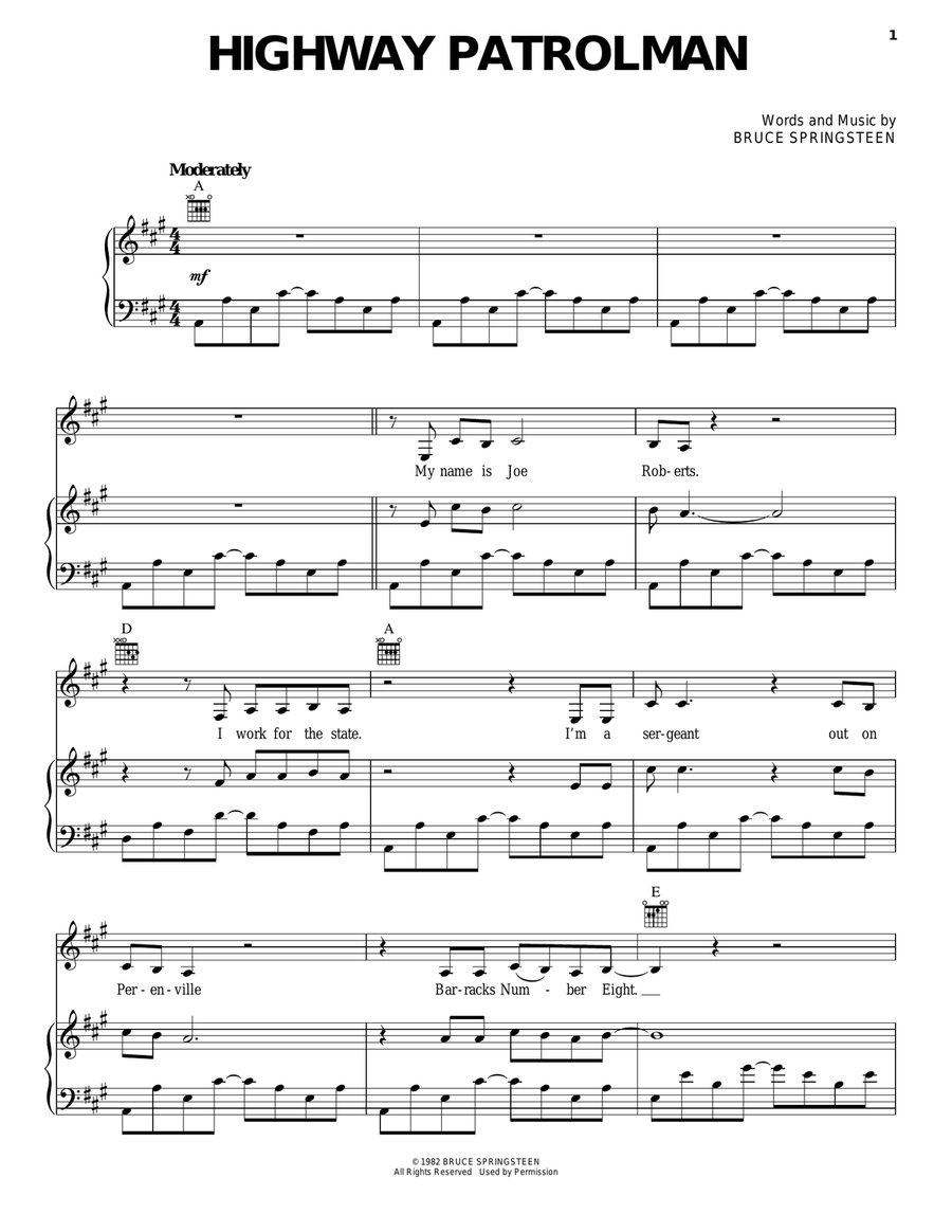 Highway Patrolman Guitar scores gallery preview page 1