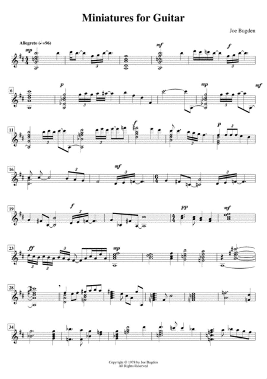 Miniatures78 for solo guitar Guitar Solo scores gallery preview page 1