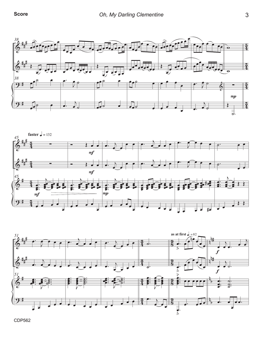 MY DARLING CLEMENTINE - CLARINET DUET with Piano Accompaniment (Grade 3+) Clarinet Duet scores gallery preview page 3