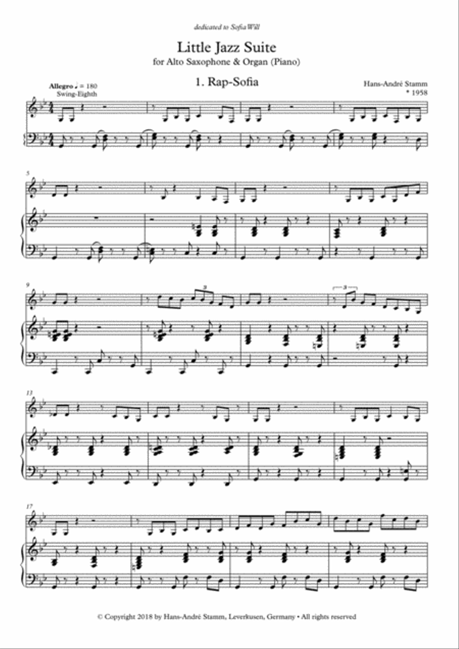 Little Jazz Suite for Alto Saxophone and Organ (or Piano)