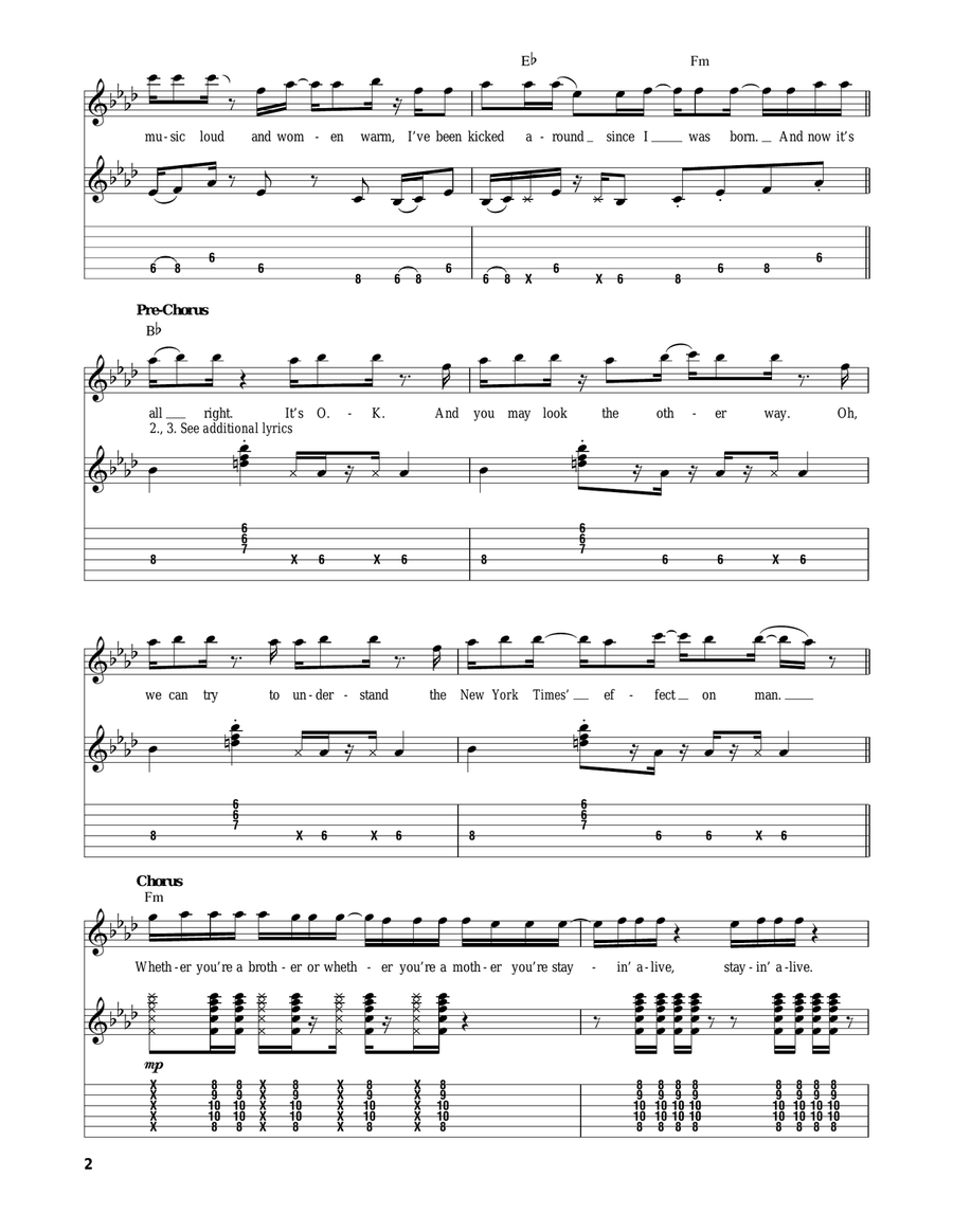 Stayin' Alive Acoustic Guitar scores gallery preview page 2