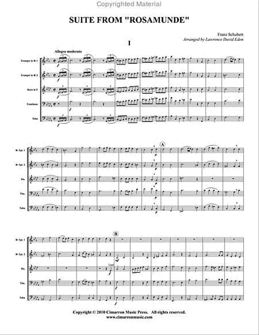 Suite from Rosamunde Brass Quintet scores gallery preview page 2