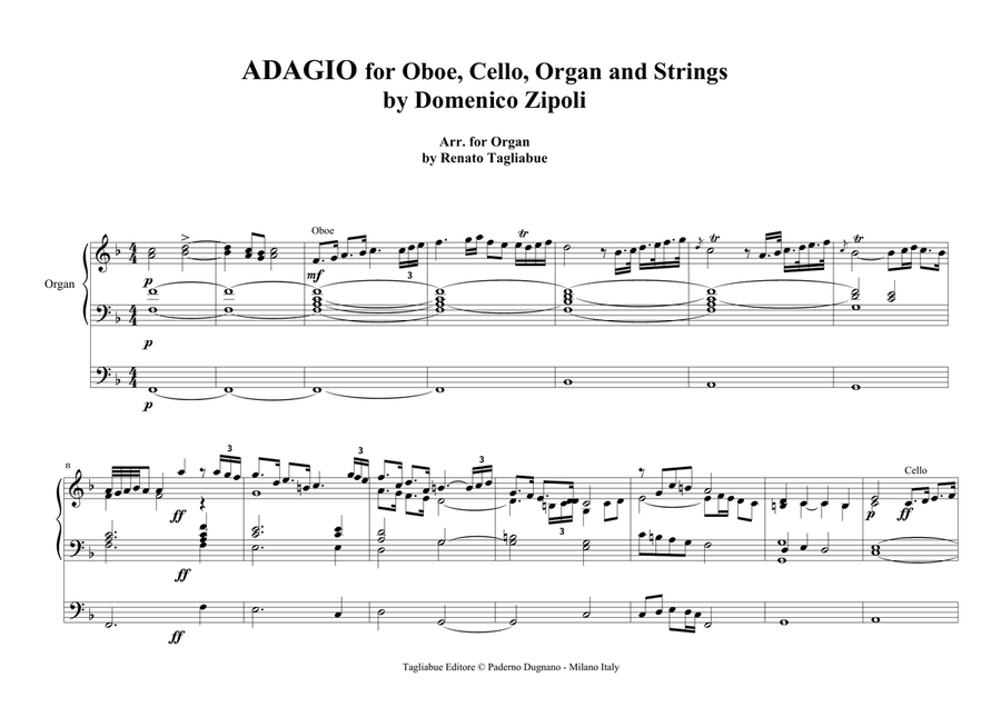 ADAGIO per oboe, violoncello, organo e archi - D. Zipoli - Arr. for Organo Solo Organ Solo scores gallery preview page 2
