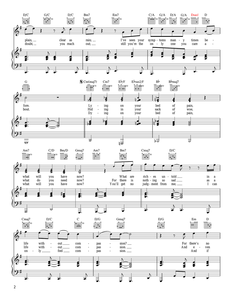 Compassion Compassion Piano, Vocal, Guitar scores gallery preview page 2