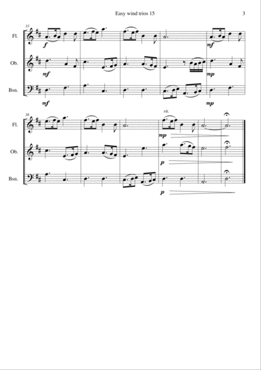 The Skye boat song (Speed bonny boat) for wind trio (flute, oboe, bassoon) Woodwind Trio scores gallery preview page 3