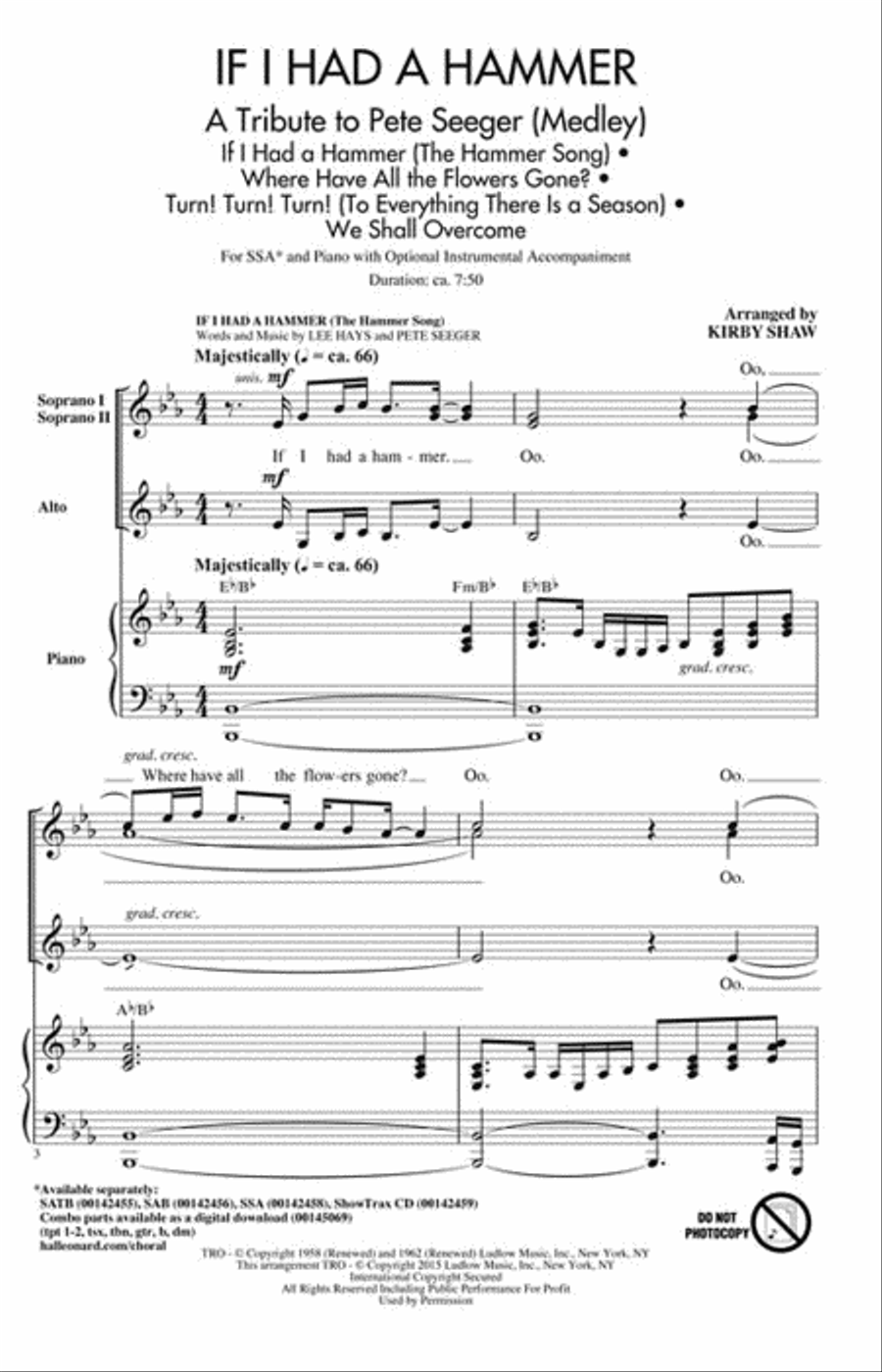 If I Had a Hammer – A Tribute to Pete Seeger SSA scores gallery preview page 2