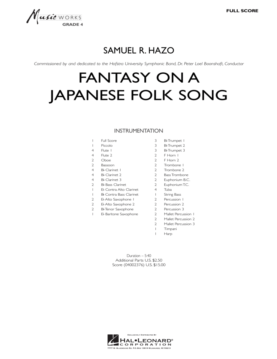 Fantasy On A Japanese Folk Song - Full Score Concert Band scores gallery preview page 1