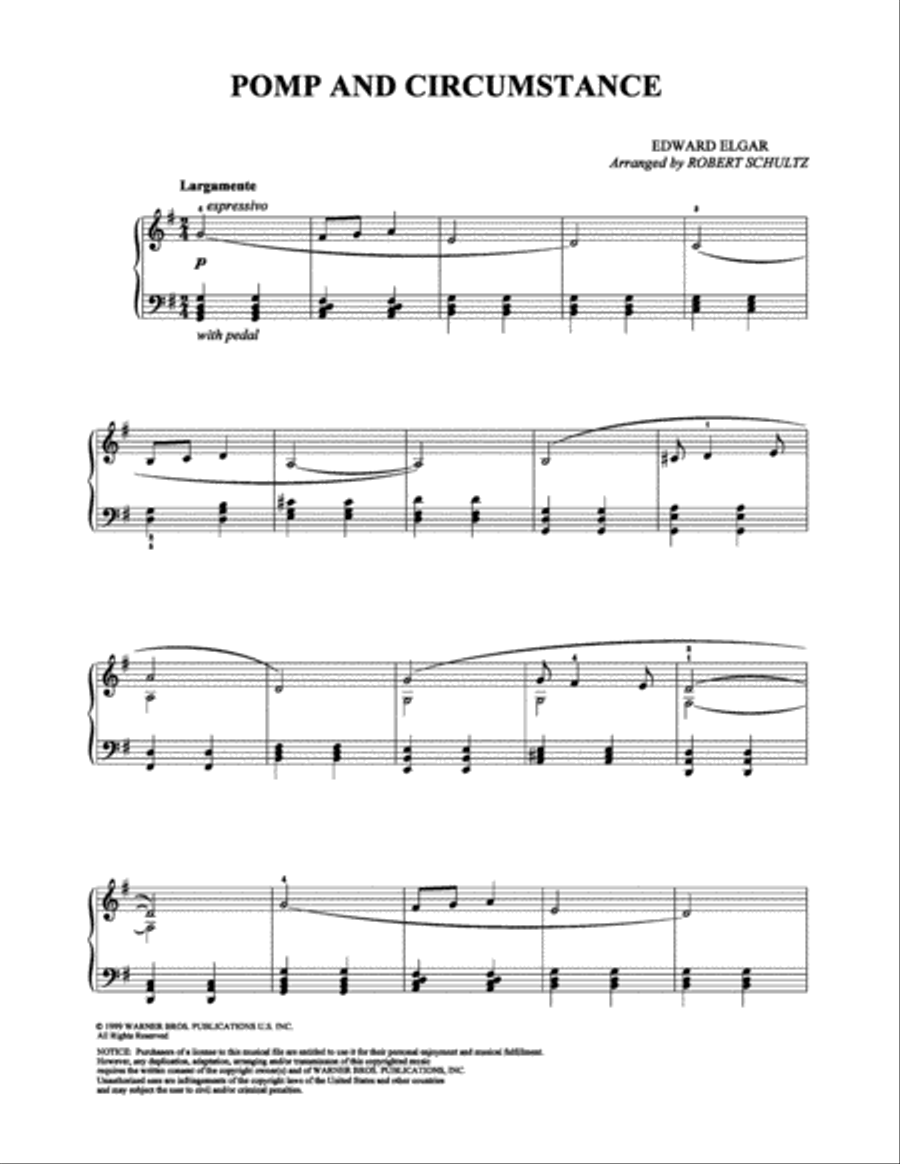 Pomp and Circumstance Piano Solo scores gallery preview page 1