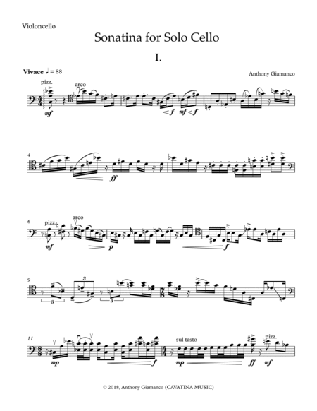 Sonatina for Solo Cello image number null